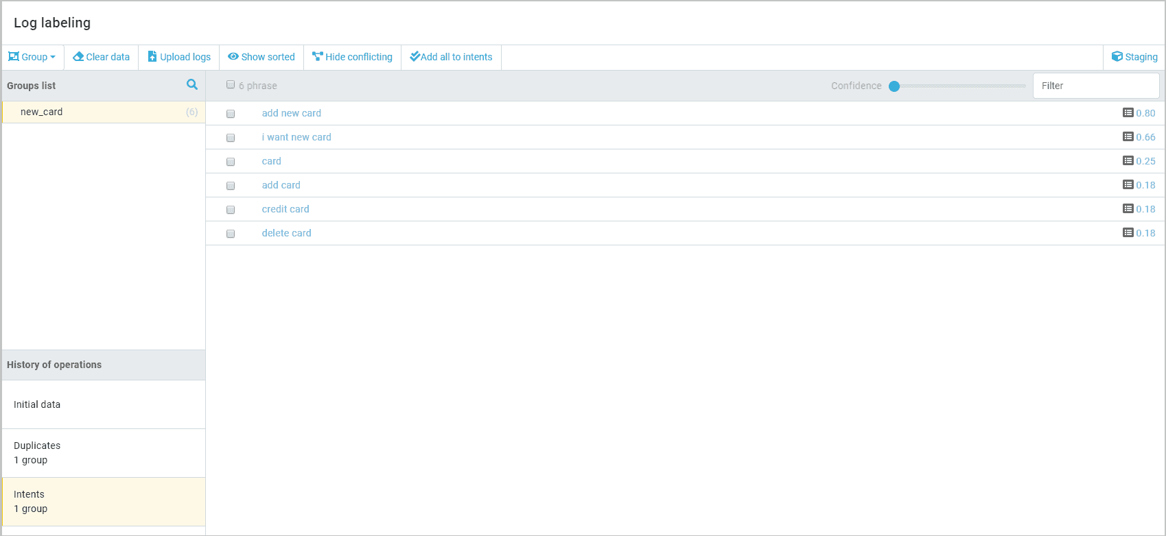Create a group of intents