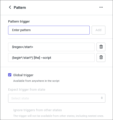 Pattern setup