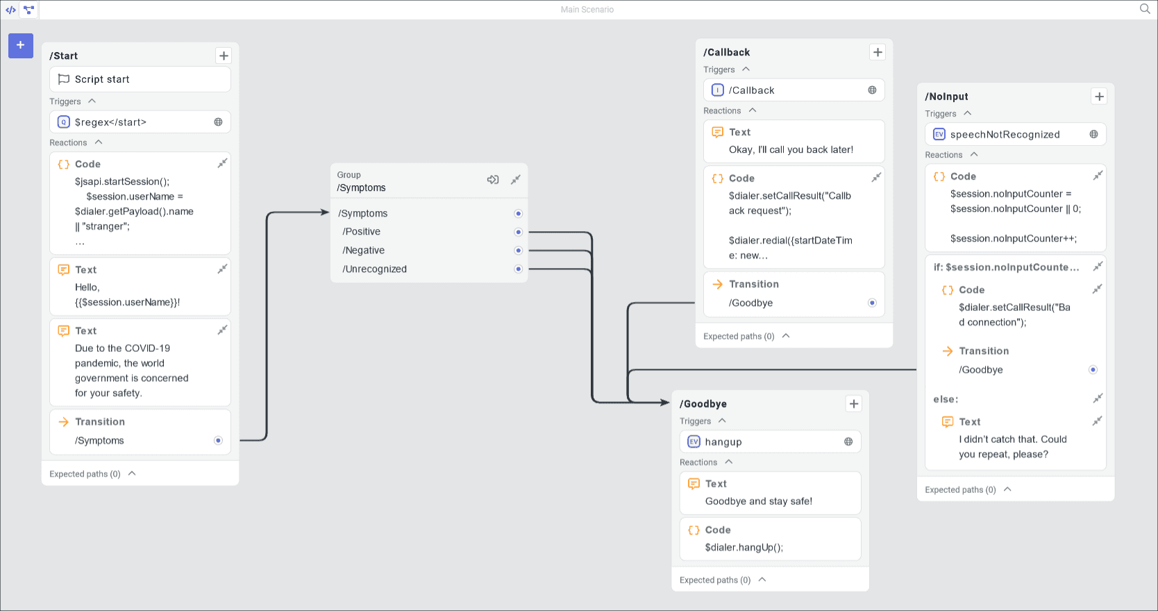 An example script opened in J-Graph