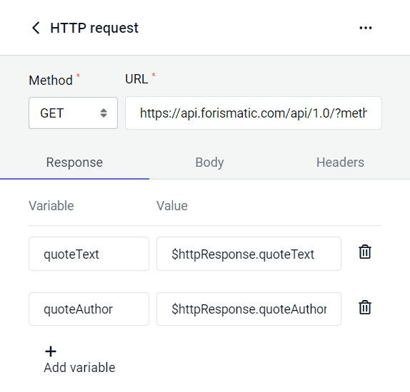 Processing the response to the HTTP request