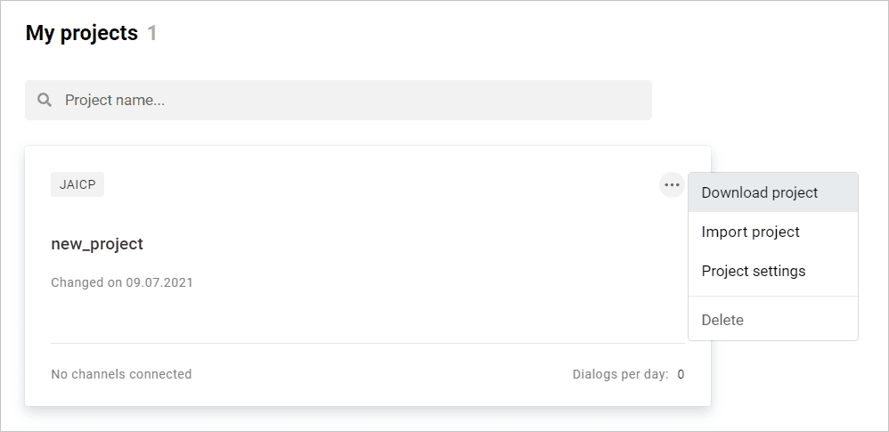 Downloading a project with content